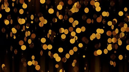 Falling Golden Bitcoin Coins Seamless Loop Animation