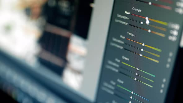 Color Correction Post Production Video or Photo in Progress Closeup ...