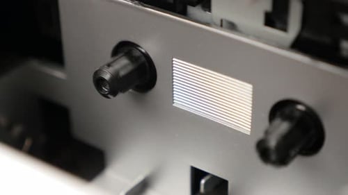 Close Up of Cassette Player Metallic Components