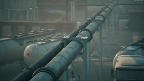 Oil and Gas Industrial Zone with Equipment of Oil Refining