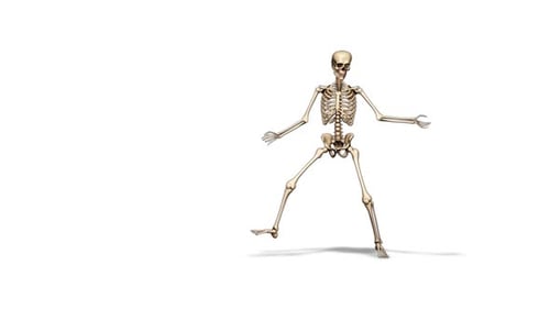 3D Skeleton Fun Dance Looped auf Weiß