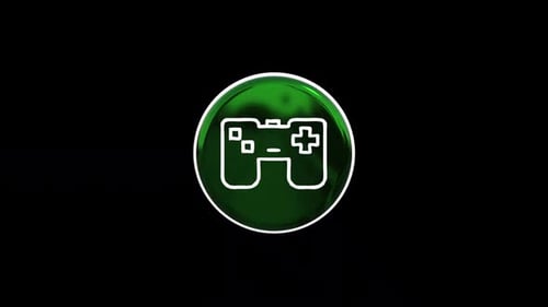 Spinning Game Controller Icon on Glossy Green Button