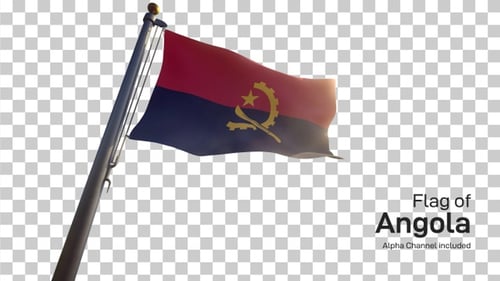 Angola Flag Waving on Transparent Background