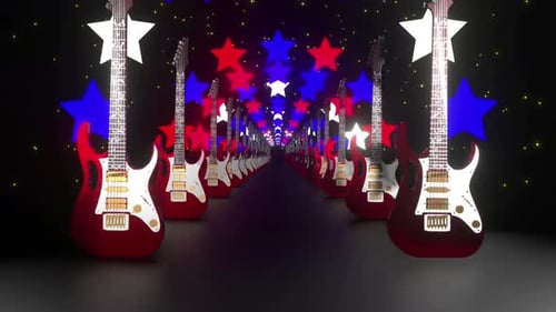 Patriotic Electric Guitars Tunnel with Flashing Stars