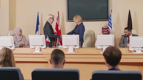 Meeting of Officials at a Conference Table