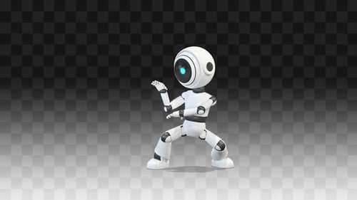 Cute Robot Martial Arts Moves and Combat Poses Animation