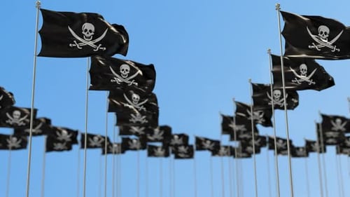 Piratenreihe der Nationalflaggen Walk-Wurf-Animation