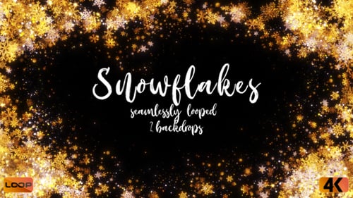 Golden Sparkling Snowflakes Frame Festive Particle Loop Background