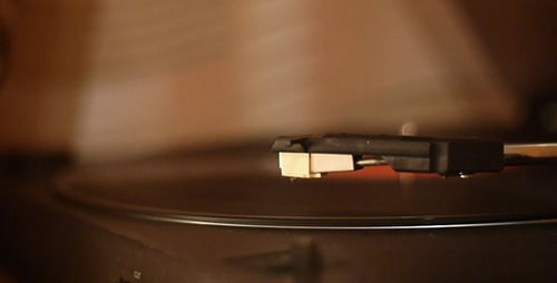 Record Player Needle Close Up Playing Music