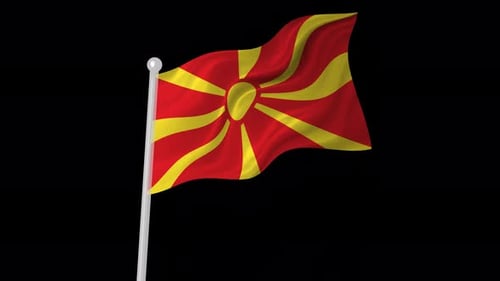 North Macedonia National Flag Waving in Realistic Loop