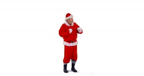 Santa Claus Dancing on White Background