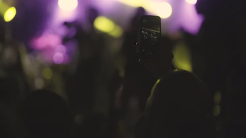 Footage of a Crowd Partying at a Rock Concert or Dj Party Slow Motion Shot