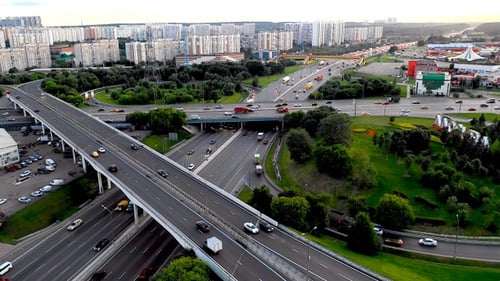 Evening Highway Suburbia Interchange