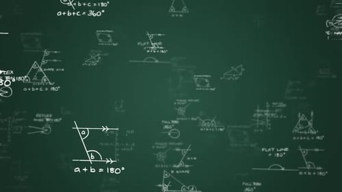 Hand-drawn Geometry Equations on Chalkboard Education Background