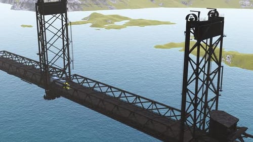 Freight Truck Crossing the Bridge