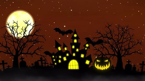 Halloween Background - Concept of Pumpkins and Spooky Trees