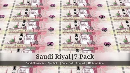 Saudi Riyal | Saudi Arabia Currency - 7 Pack | 4K Resolution | Looped