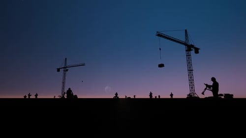 Corporate Construction Site Silhouette Animation