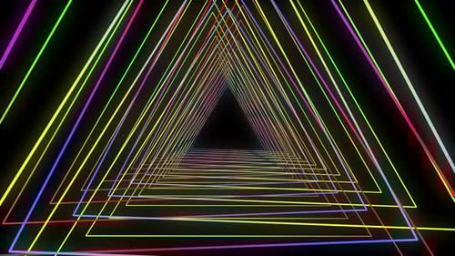 Colorful Neon Triangle Tunnel Loop