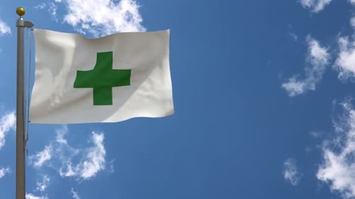 Bandeira do Japão de segurança da cruz verde no mastro