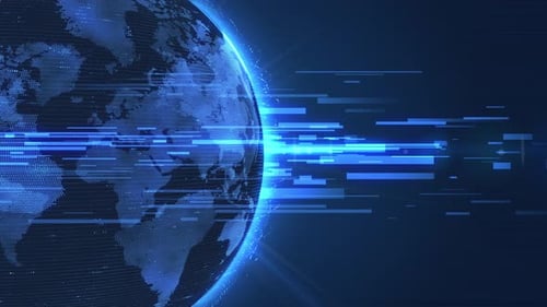 Futuristic Digital Earth Globe with Glowing Data Connections