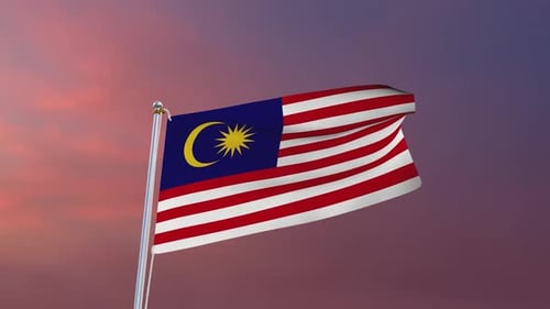 Realistic 3D Waving Malaysia Flag Animation