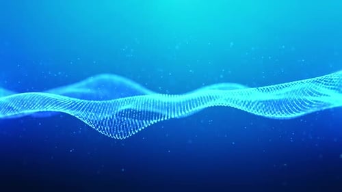 Abstract Blue Digital Wave Particle Field Background Loop