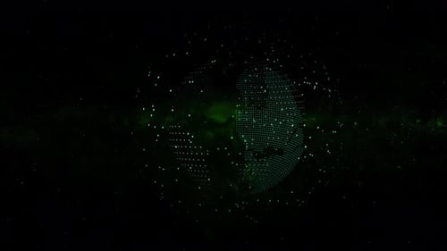 Rotating Digital Earth Globe with Connecting Data Dots Technology