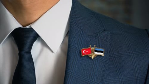 Businessman Friend Flags Pin Turkey Estonia