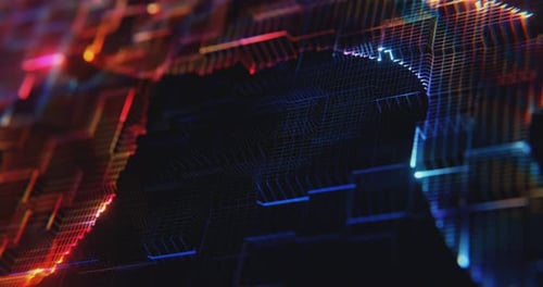 Abstract digital virtual reality matrix, particles grid