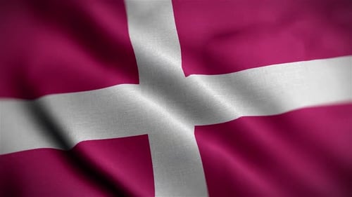 Realistic Magenta and White Cross Flag Waving Loop Background