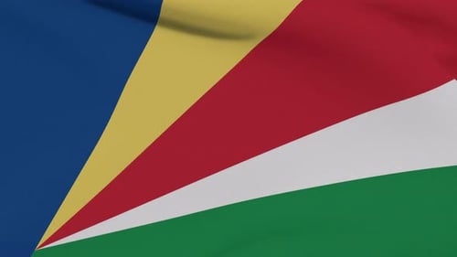 Seychelles National Flag Waving with Realistic Fabric Texture