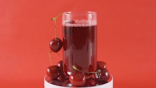 Cherry juice in close-up.