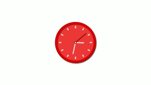 Red Clock Animation Isolated On White Background