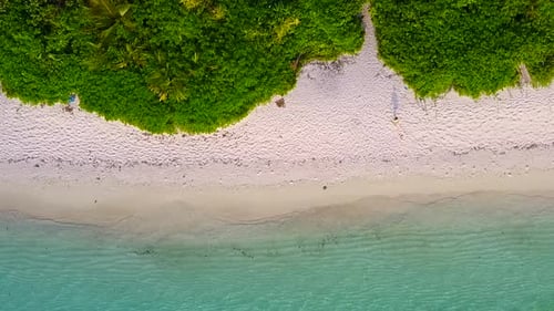 Drone abstract of marine tourist beach break by blue sea with sand background