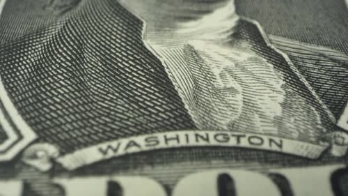Bewegung über 1 Dollar-USD-Rechnung aus nächster Nähe
