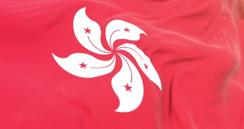 Waving Flag of Hong Kong Realistic Fabric Animation