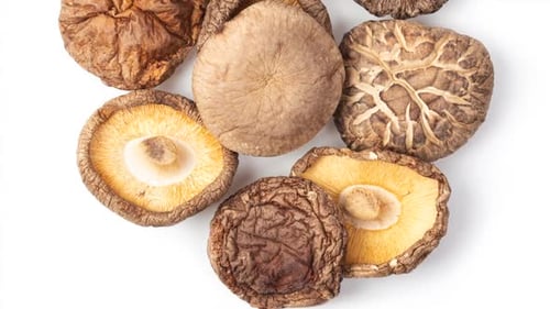 Overhead Shot of Dried Shiitake Mushrooms