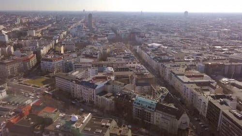 Drone flight over the campus of the Technical University of Berlin with a view of the Tiergarten, Ba