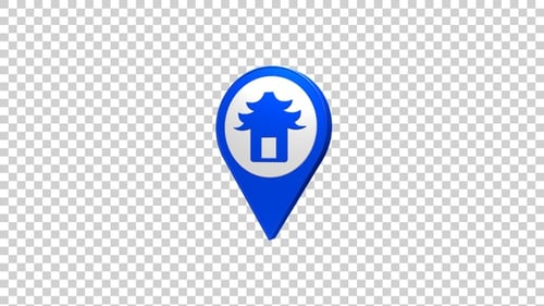 Chinese Temple Map Pin Location Icon