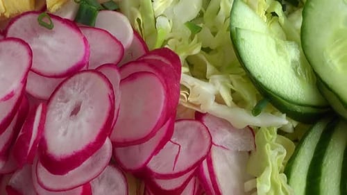 Fresh Salad Ingredients Close Up Preparation