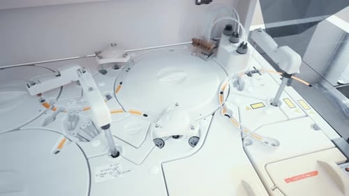 Medical Lab Analyzer in Brightly Lit Room