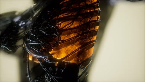 Abstract Human Ribcage Scan with Glowing Internal Energy Animation