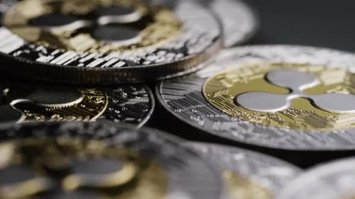 Macro Shot of Ripple Cryptocurrency Coins