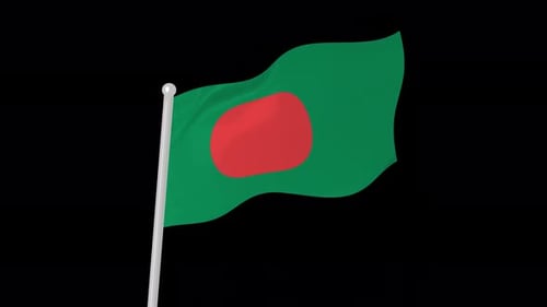 Bandeira de Bangladesh voando fundo preto animado ondulado