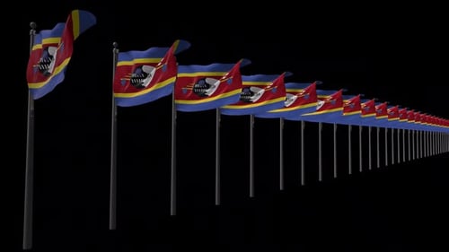 Eswatini National Flag Row Waving Animation
