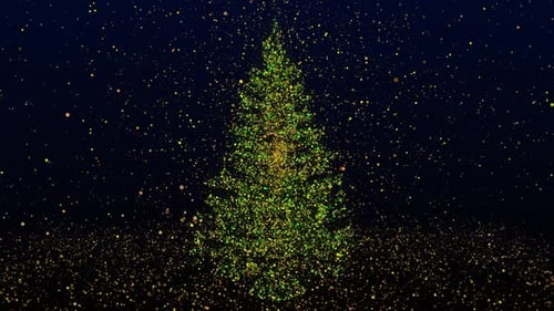 Animated Christmas Tree Made of Sparkling Particles