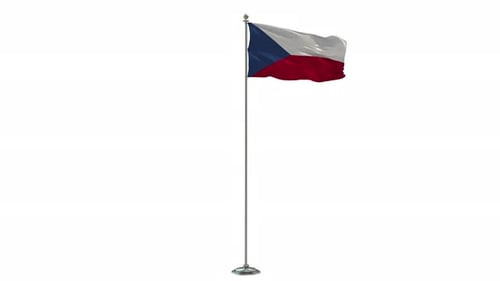 Czech Republic Flag Waving on a Flagpole Seamless Loop