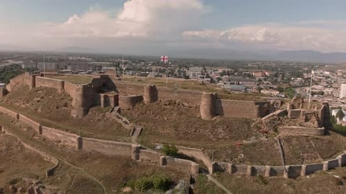 Aerial View of Old Fortress with Cityscape