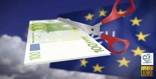 EU Economic Crisis: Euro Bill Cut Animation
